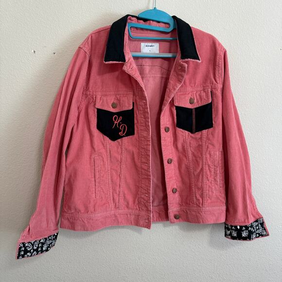 Upcycled Old Navy Corduroy Trucker Jacket W/Harley Davidson Accents Size XL - Picture 2 of 11
